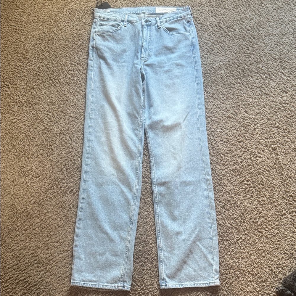 Rag & Bone Mid-Rise Full Length Jeans in Light Blue
